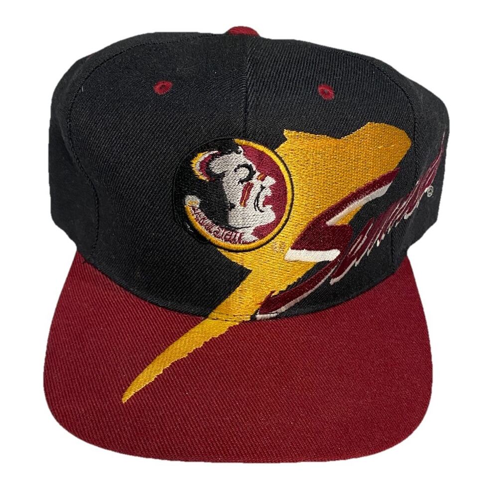 Vintage Florida State Seminoles Black Dome Bolt SnapBack Hat